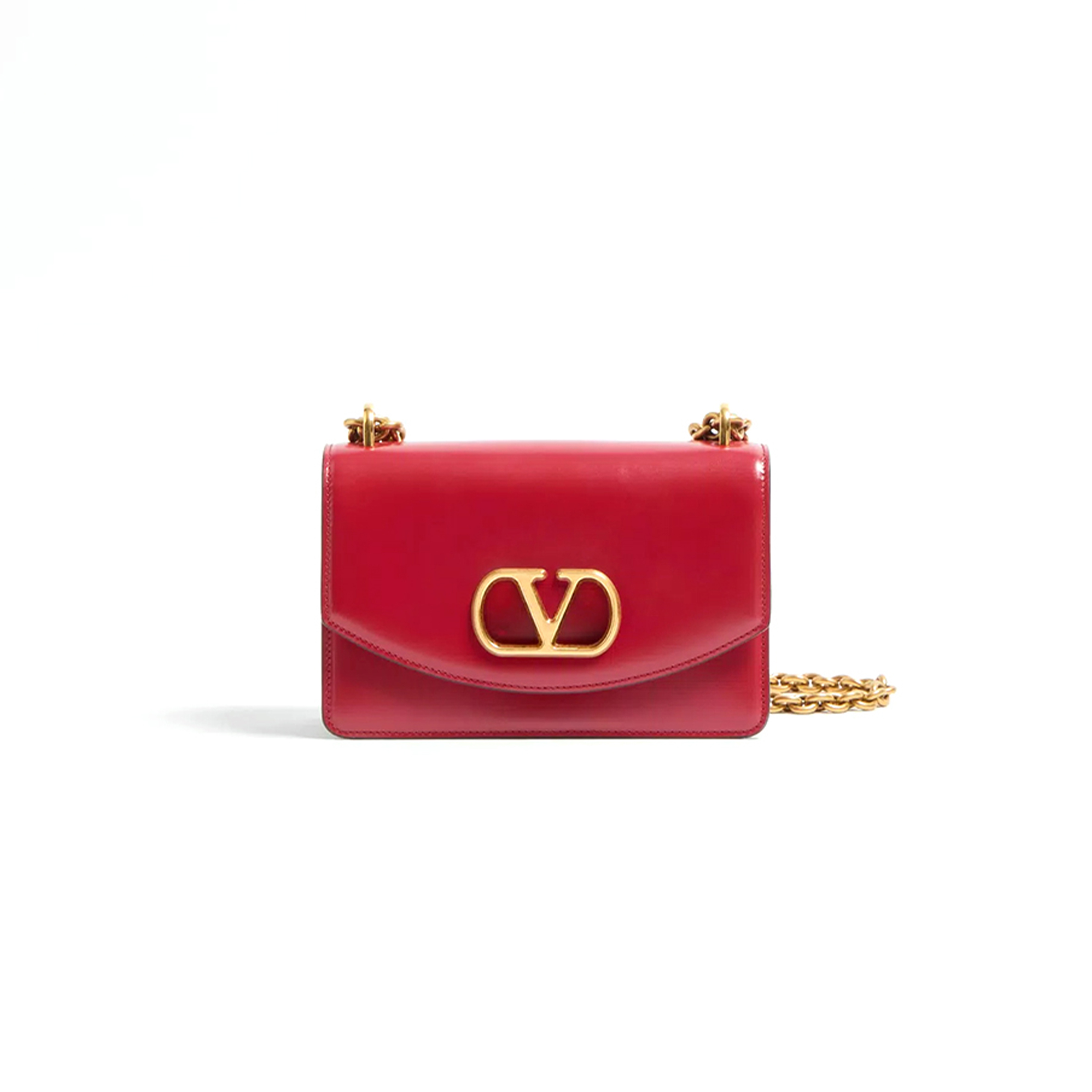 VALENTINO SMALL VALENTINO GARAVANI VAIN SHOULDER BAG IN SHINY CALFSKIN 6W0B0R17GCB_0RO (19.5*13*7cm)